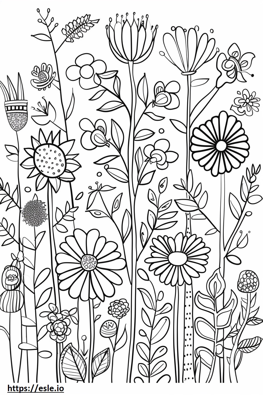 Disegno Giardino fiorito estetico da colorare gratis da stampare