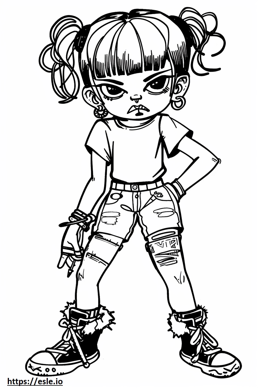 Abune girl punk coloring sheet