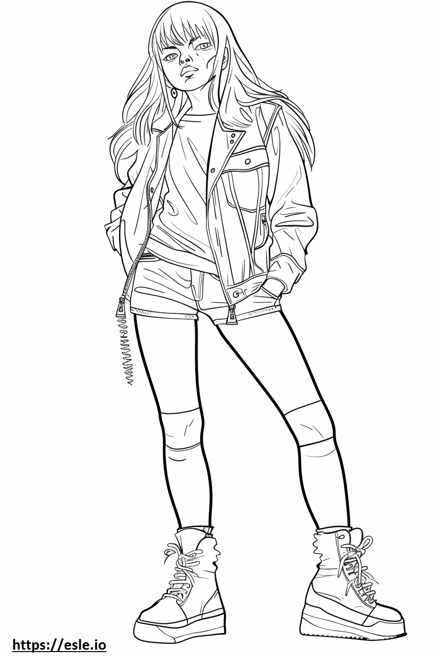 Abune Girl Punk Free Printable Coloring Page
