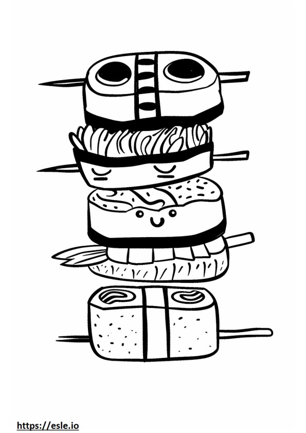 Cute sushi coloring sheet