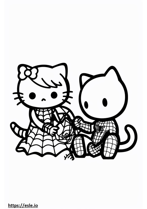 Hello kitty spiderman for coloring