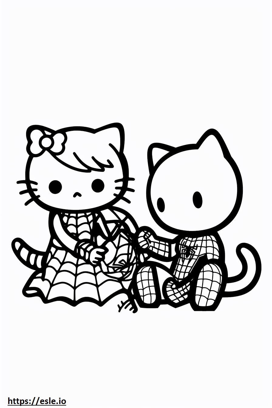 Olá gatinho homem aranha desenho para colorir