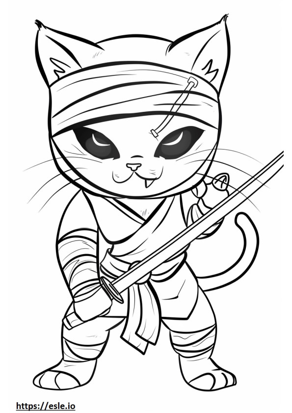 Cat ninja coloring page