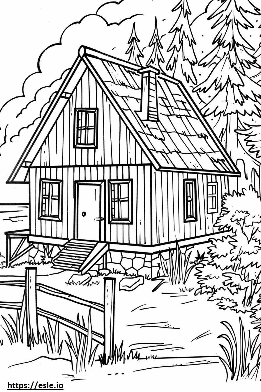 Lake house cabin for coloring