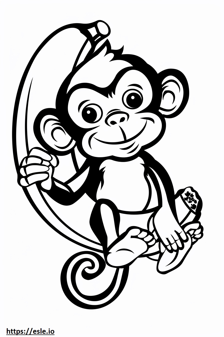 Monkey with banana coloring sheet