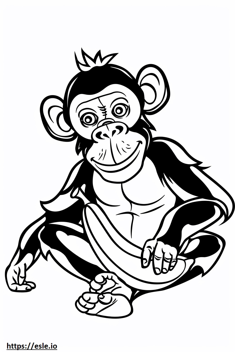 Monkey with banana for coloring