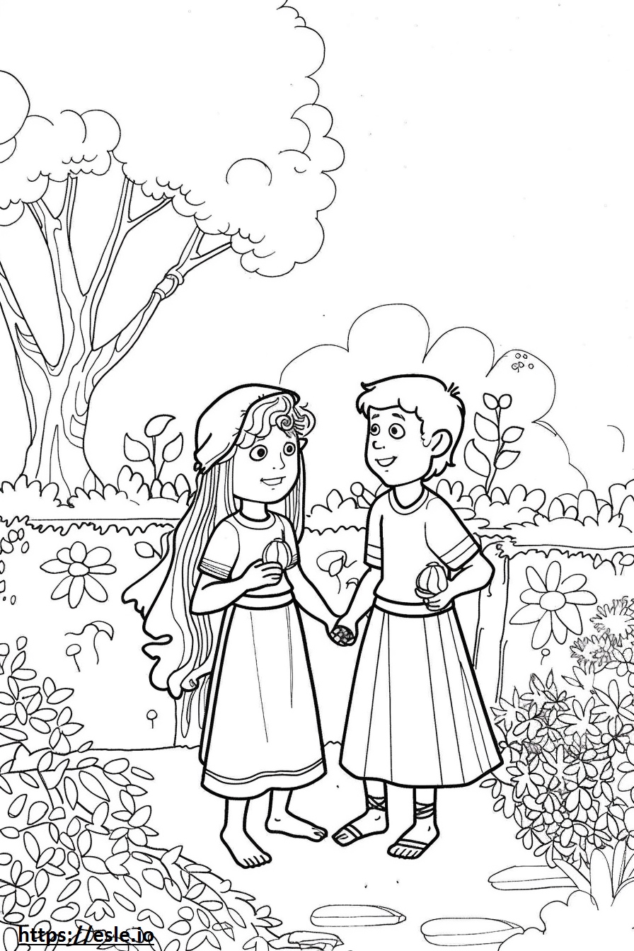 Adam und Eva verlassen den Garten ausmalbild für kinder