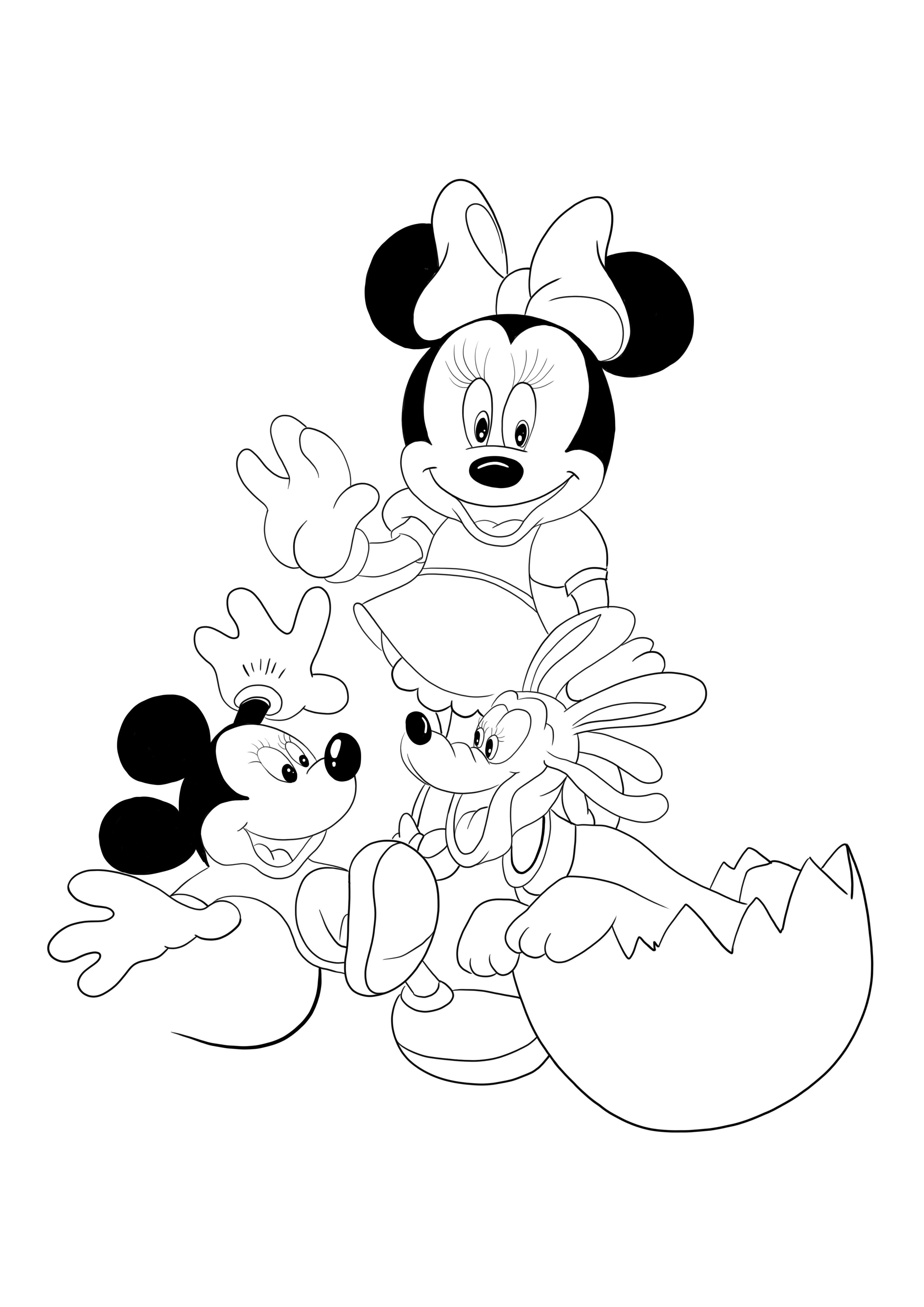 Minnie und Mickey kostenlos drucken und ausmalen für Kinder jeden Alters