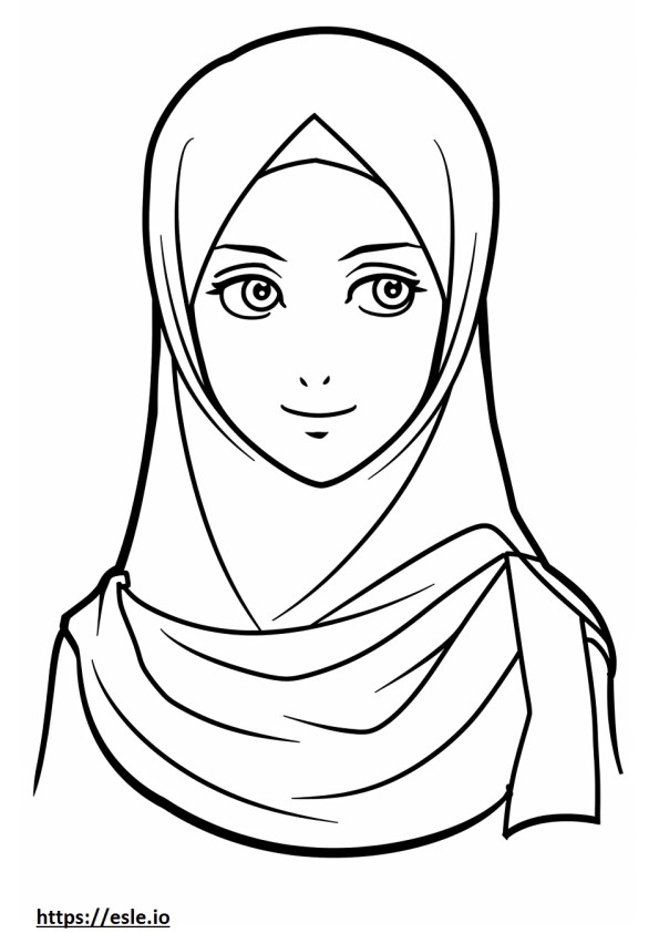 Gadis berhijab anime mewarnai gambar