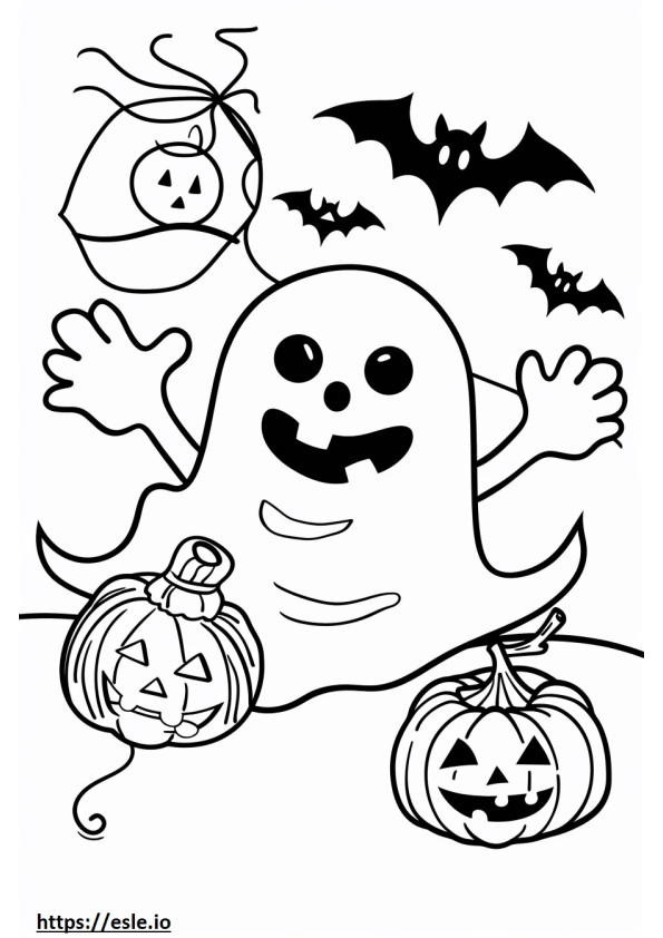 Cartoon halloween coloring sheet