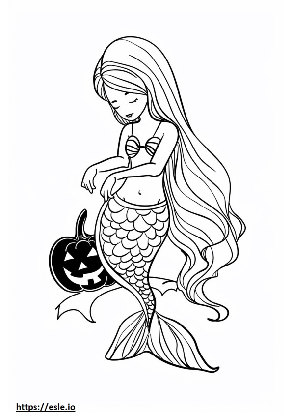 Sirena de Halloween pentru colorat