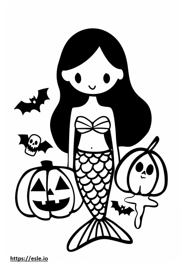 Sirena de Halloween desen de colorat