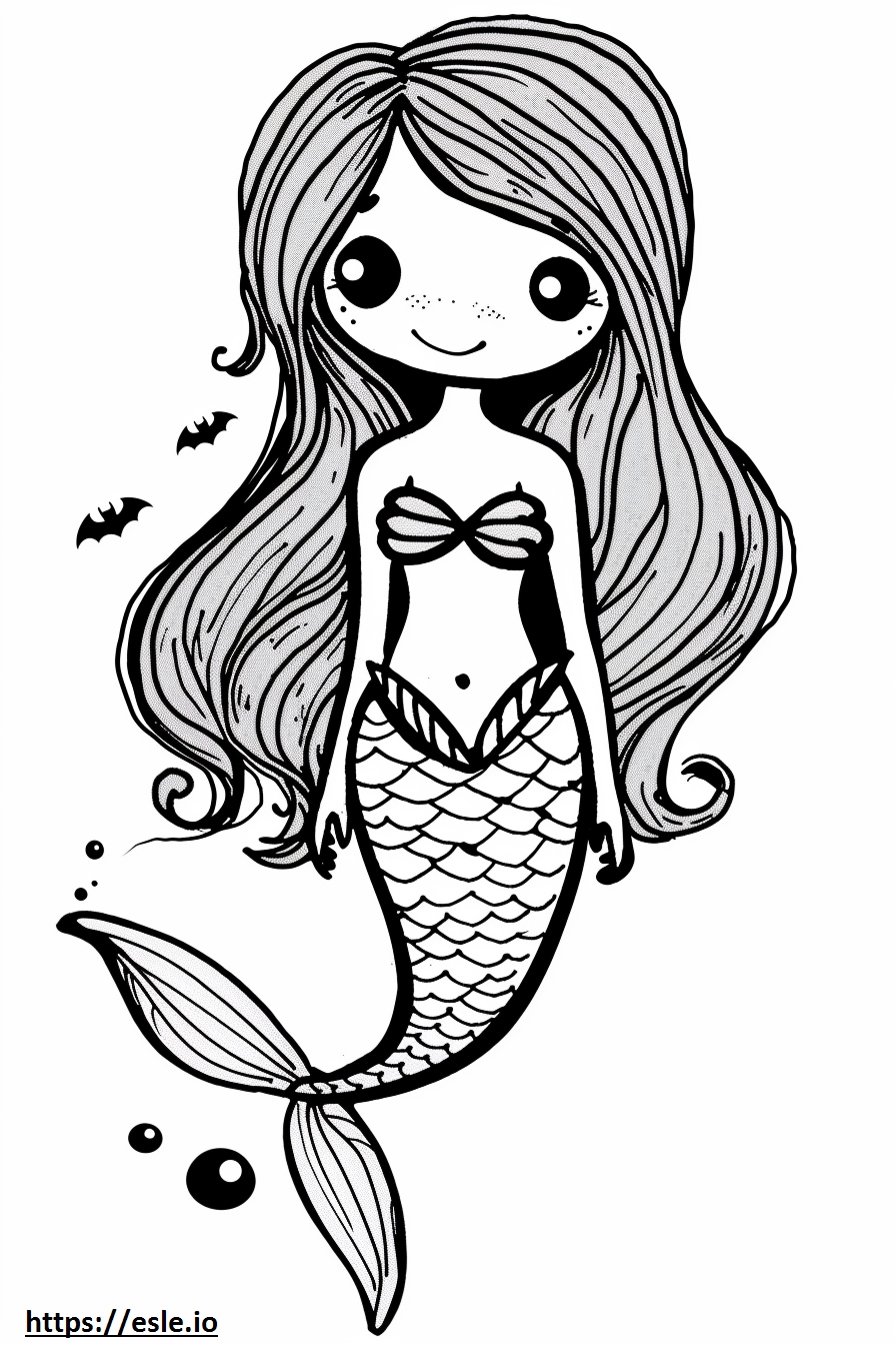 ハロウィン 人魚 ぬりえ 無料