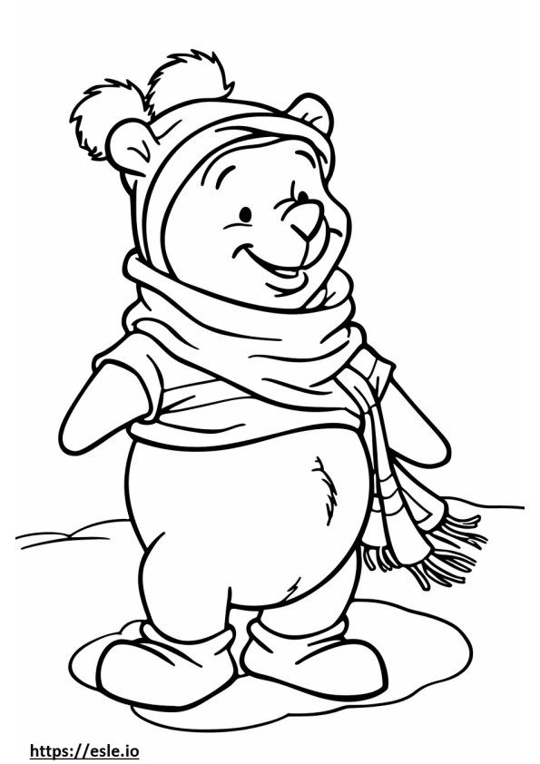 Winnie si beruang musim dingin gambar mewarnai