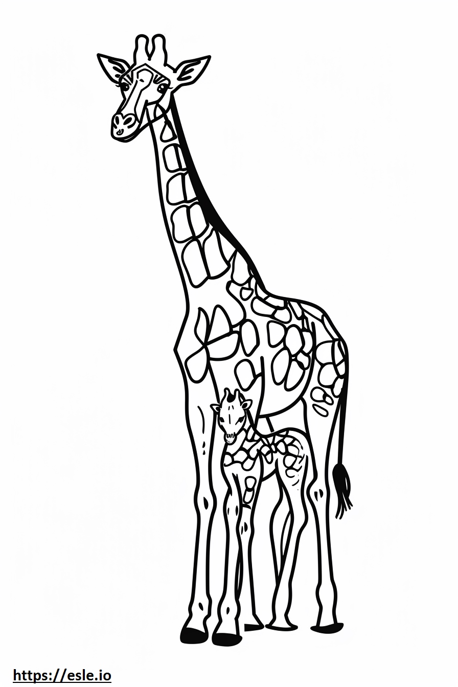 Mom and baby giraffe coloring page