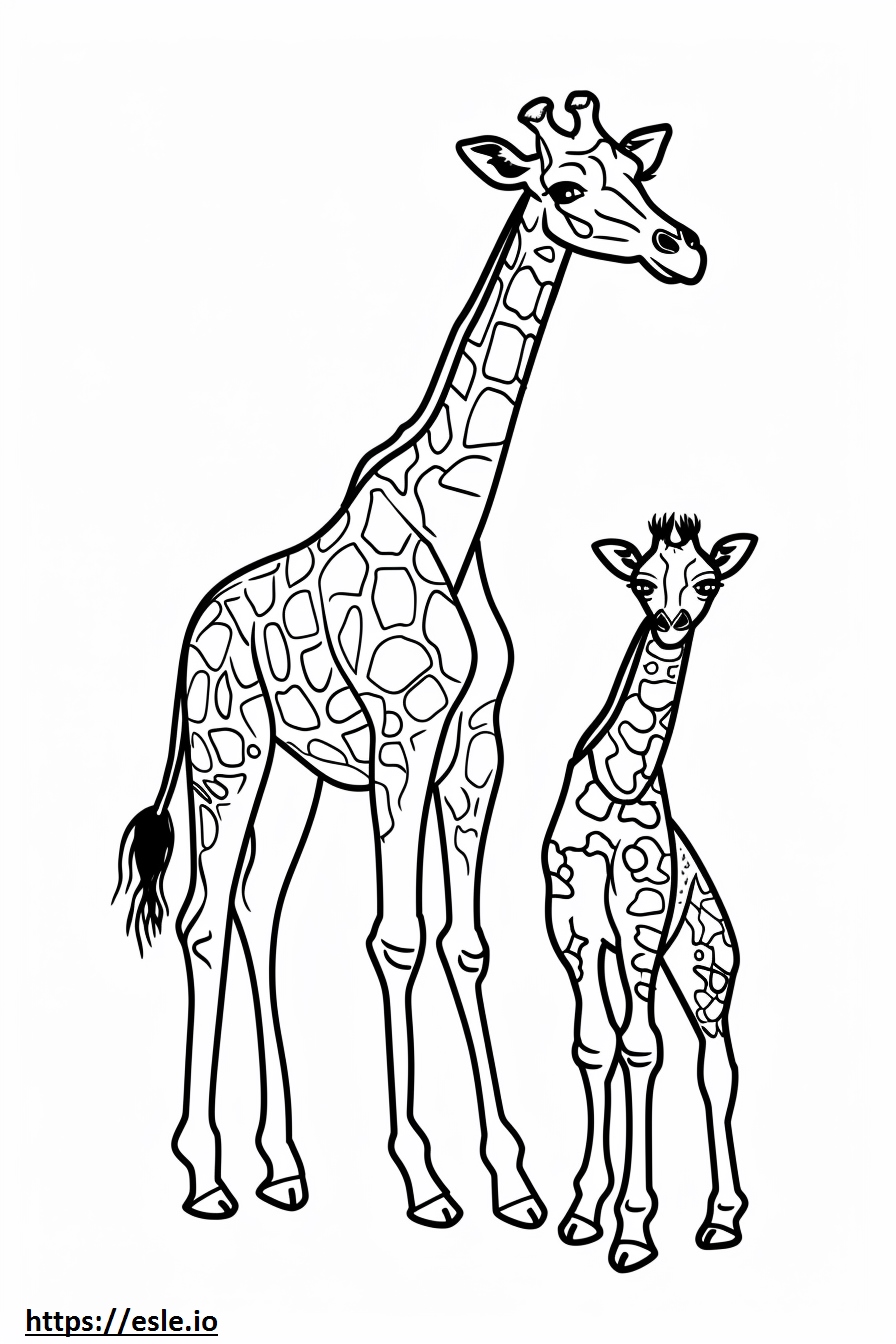 Giraffenmutter mit Baby zum Ausdrucken und Ausmalen