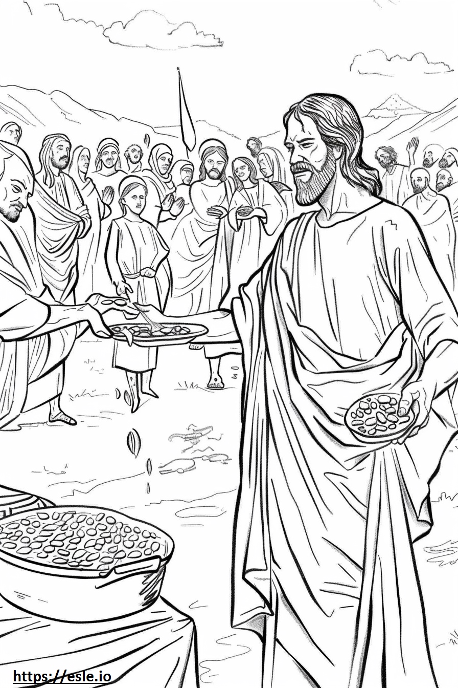 Jesus Feeds The 5000 For Kids Coloring Page