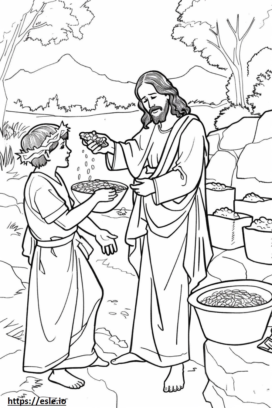 Jesus Feeds the 5000 Coloring Page for Kids