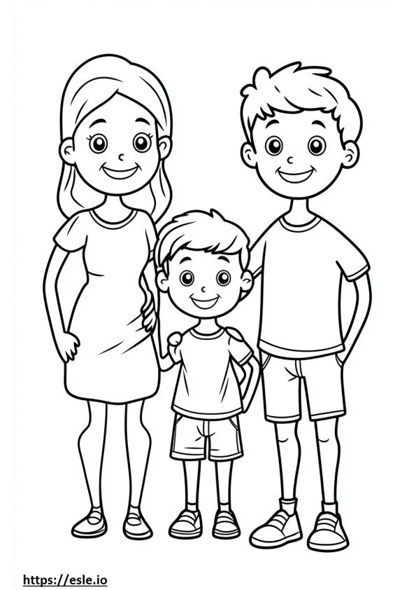 3人家族 可愛塗り絵