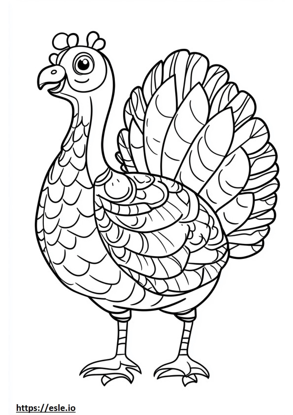 Detailed turkey coloring page
