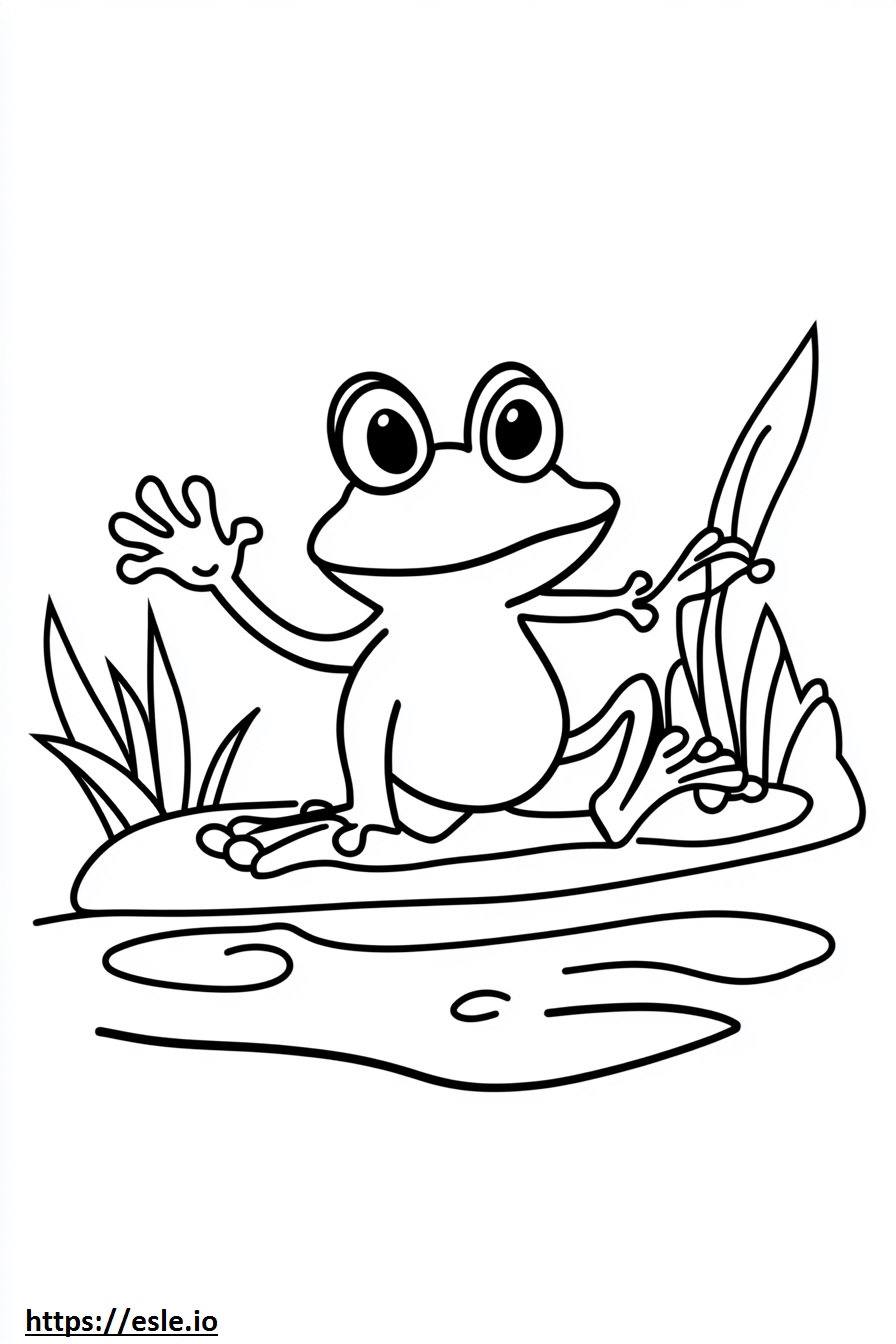 Froggy learns to swim coloring page
