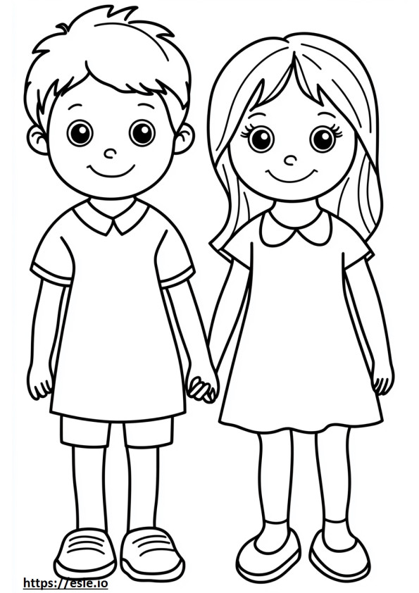 Worksheets preschool boy and girl for coloring
