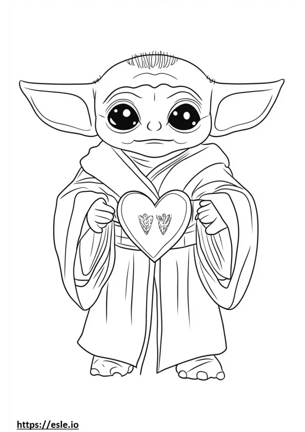Baby yoda valentine for coloring