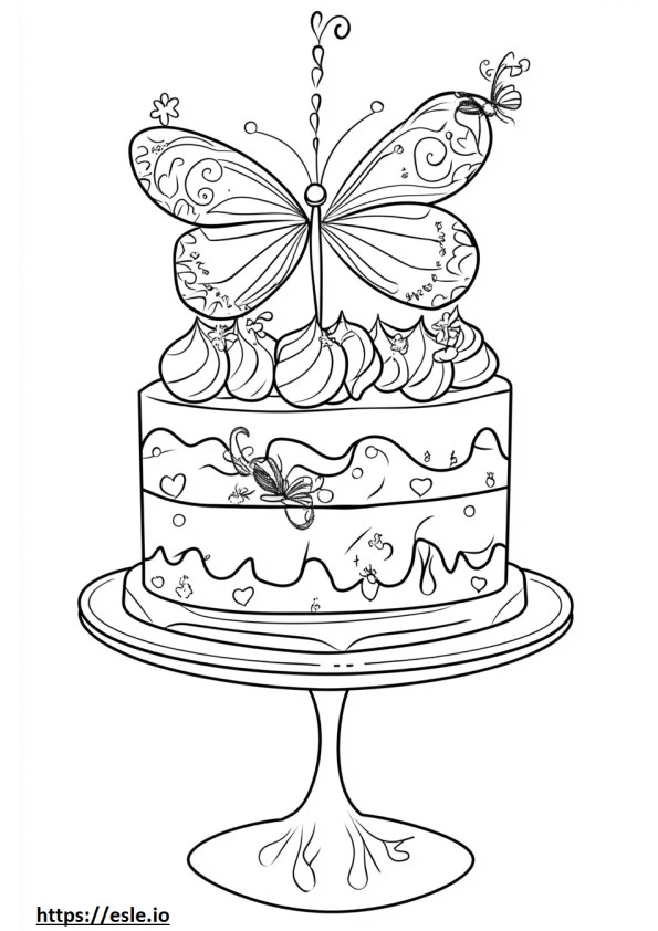 Butterfly cake coloring page