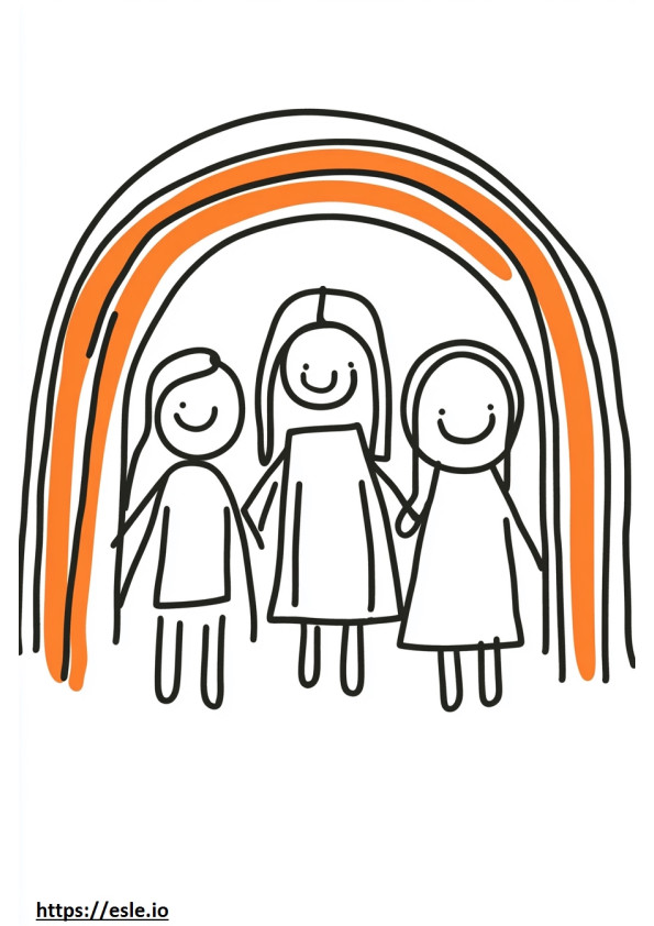 Orange rainbow friends for coloring