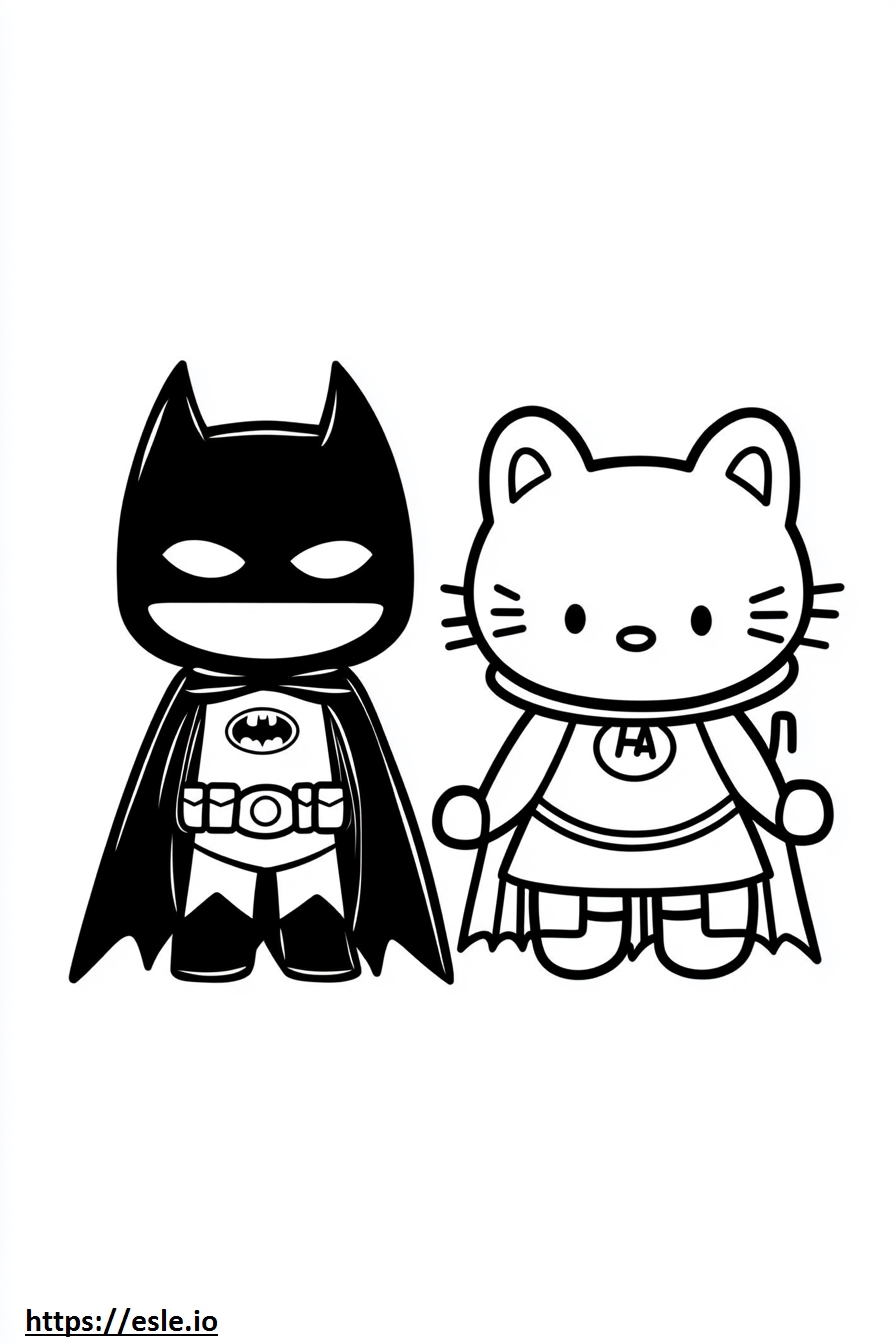 Batman and hello kitty coloring sheet