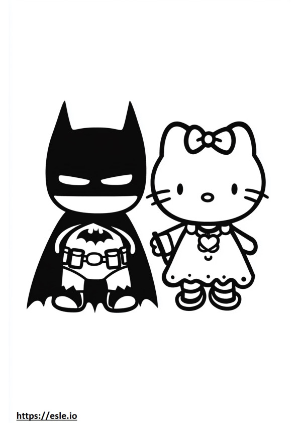 Batman and hello kitty for coloring