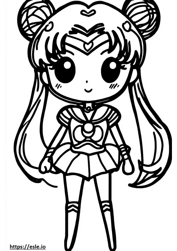 Chibi mignon marin lune dessin coloriage