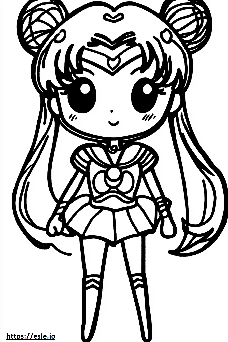 Chibi Cute Sailor Moon Free Printable Coloring Page