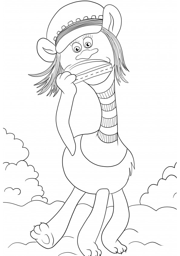 Cooper from Trolls a free printable to color for kids of all ages