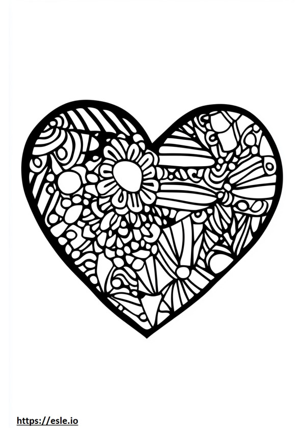 Mandala facile con il cuore da stampare