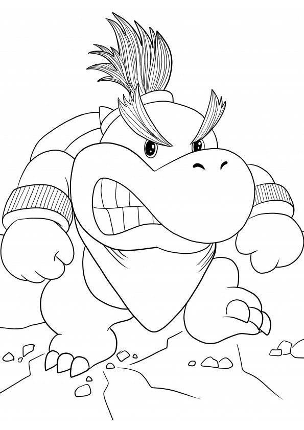 Baby Bowser from Super Mario computer game coloring and printing for free