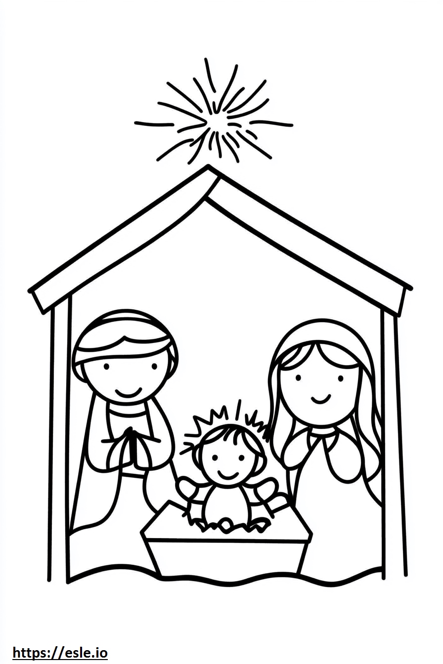 Cute nativity coloring page