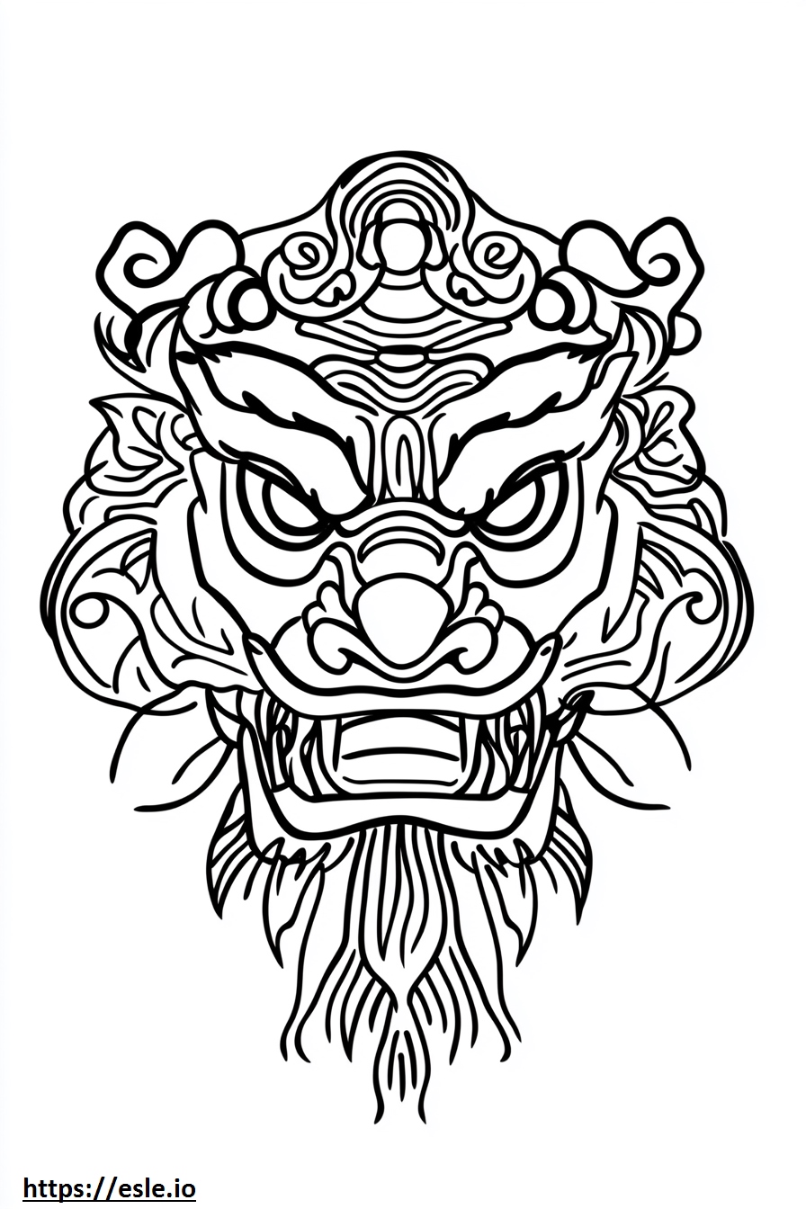 Lion dance head coloring sheet