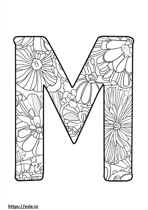 Mandala art mandala letter m coloring sheet