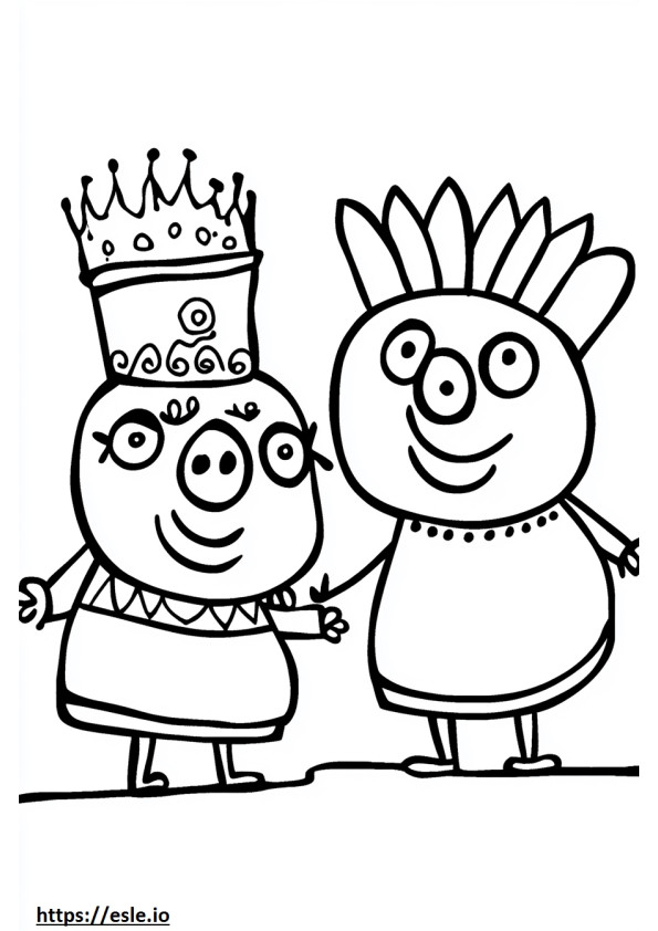 Peppa pig and george coloring page