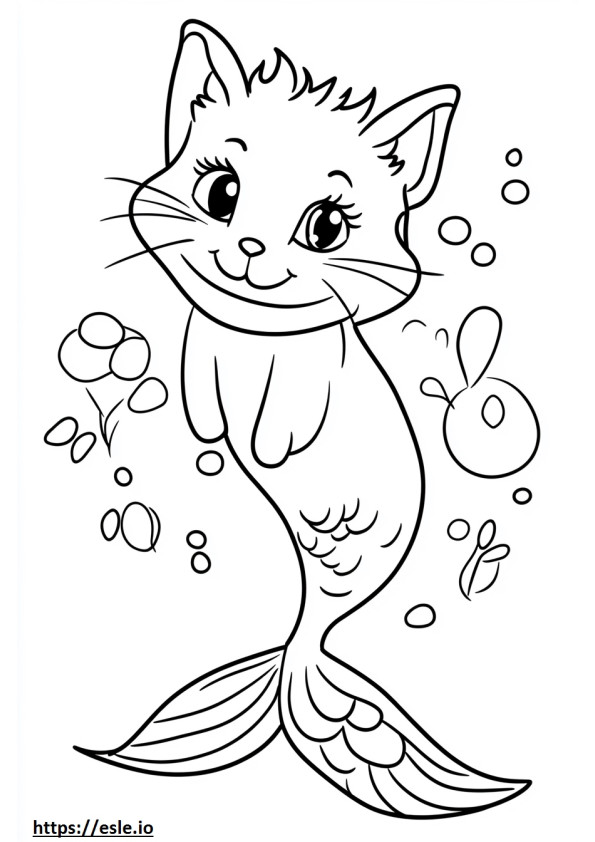 Mermaid kitten coloring page