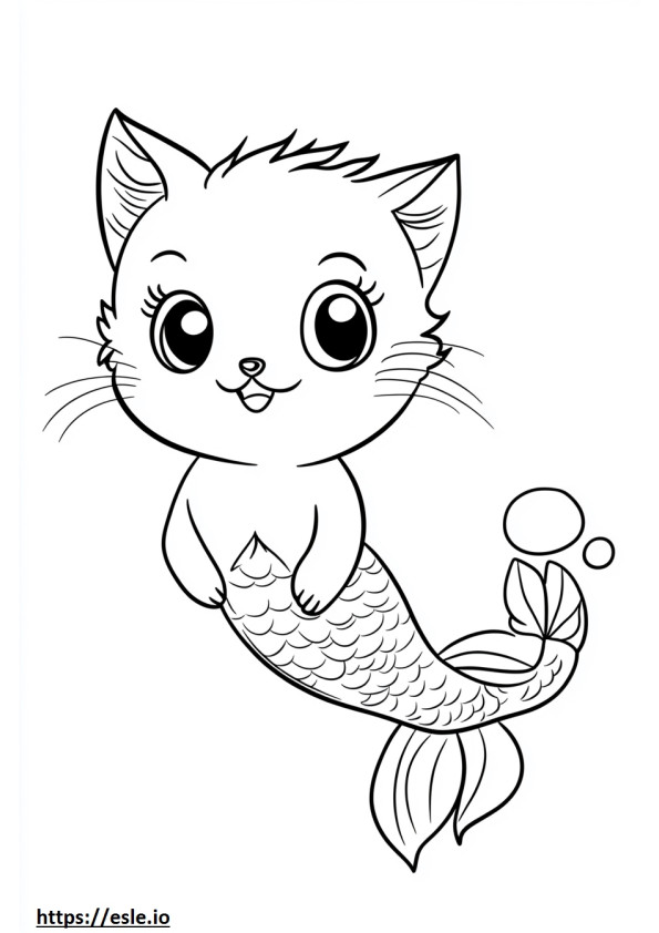 Mermaid kitten for coloring