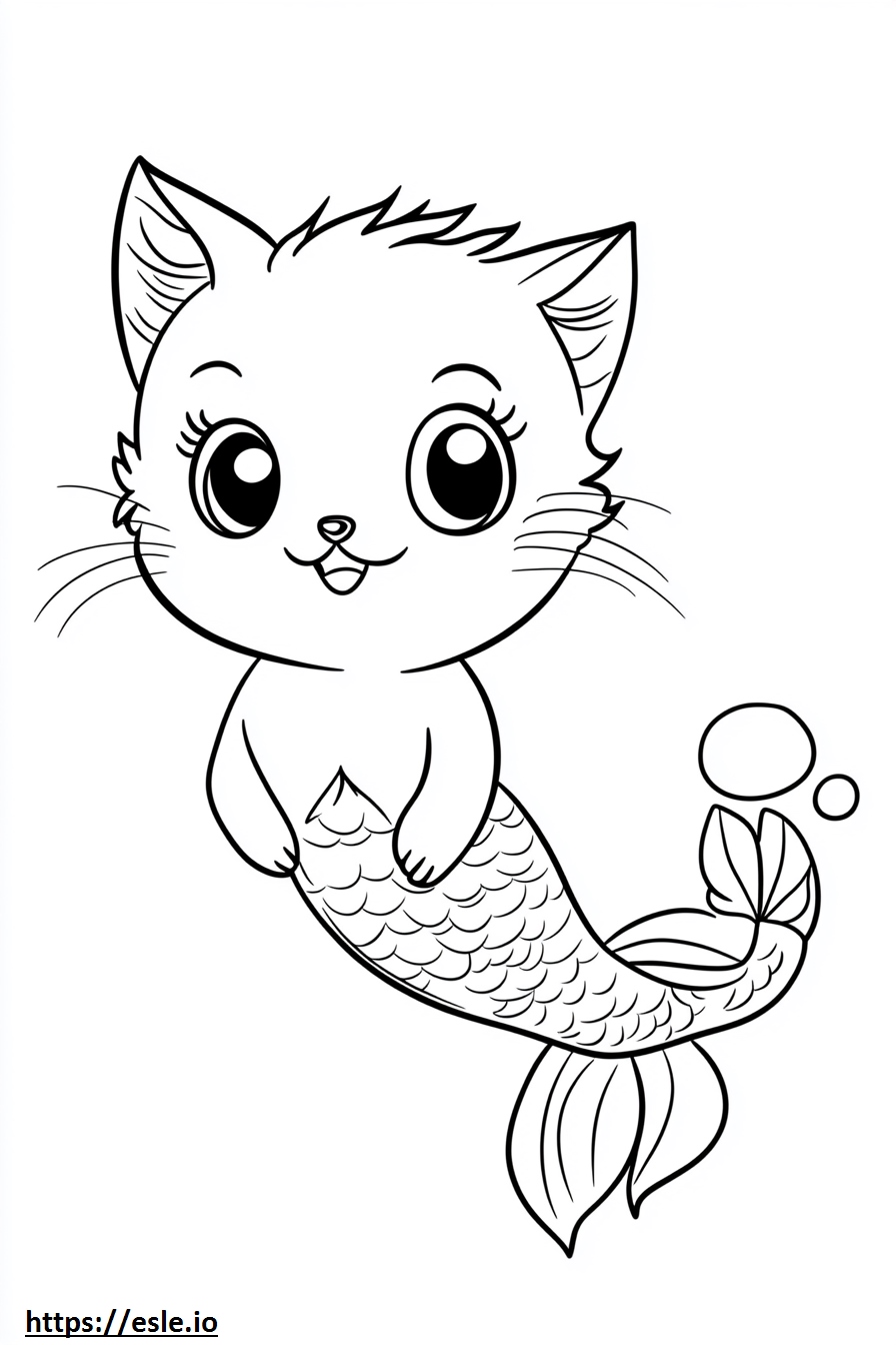 Mermaid kitten for coloring