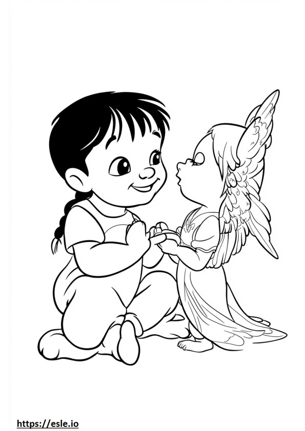 Disney stitch and angel for coloring