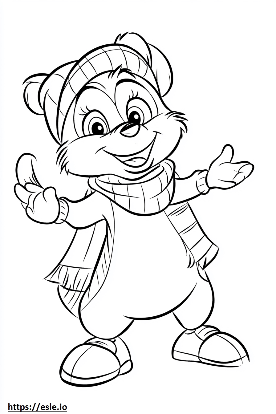 Chip and dale christmas coloring page