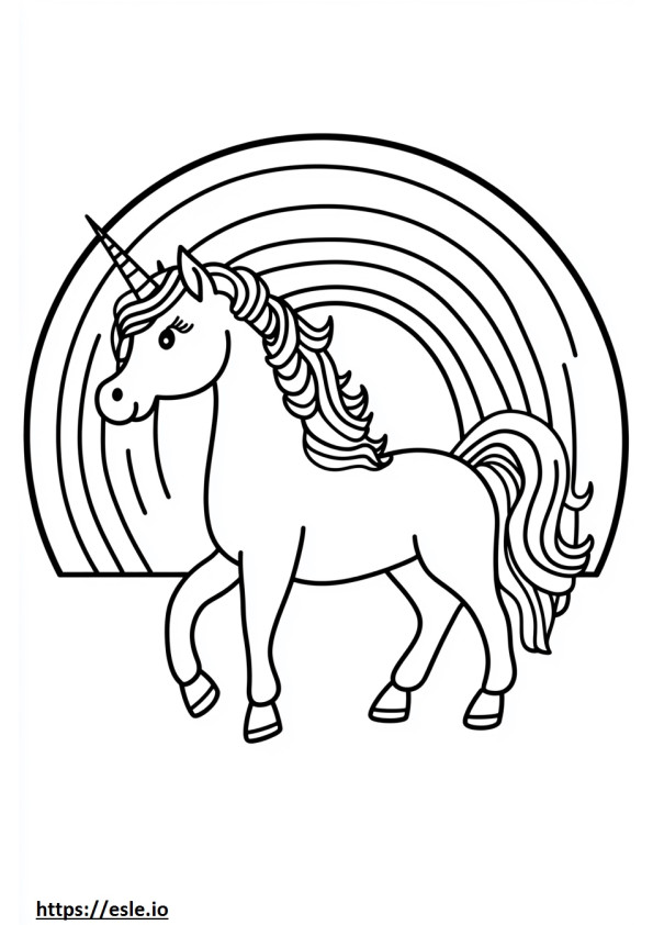 Unicórnio sob um arco-íris desenho para colorir