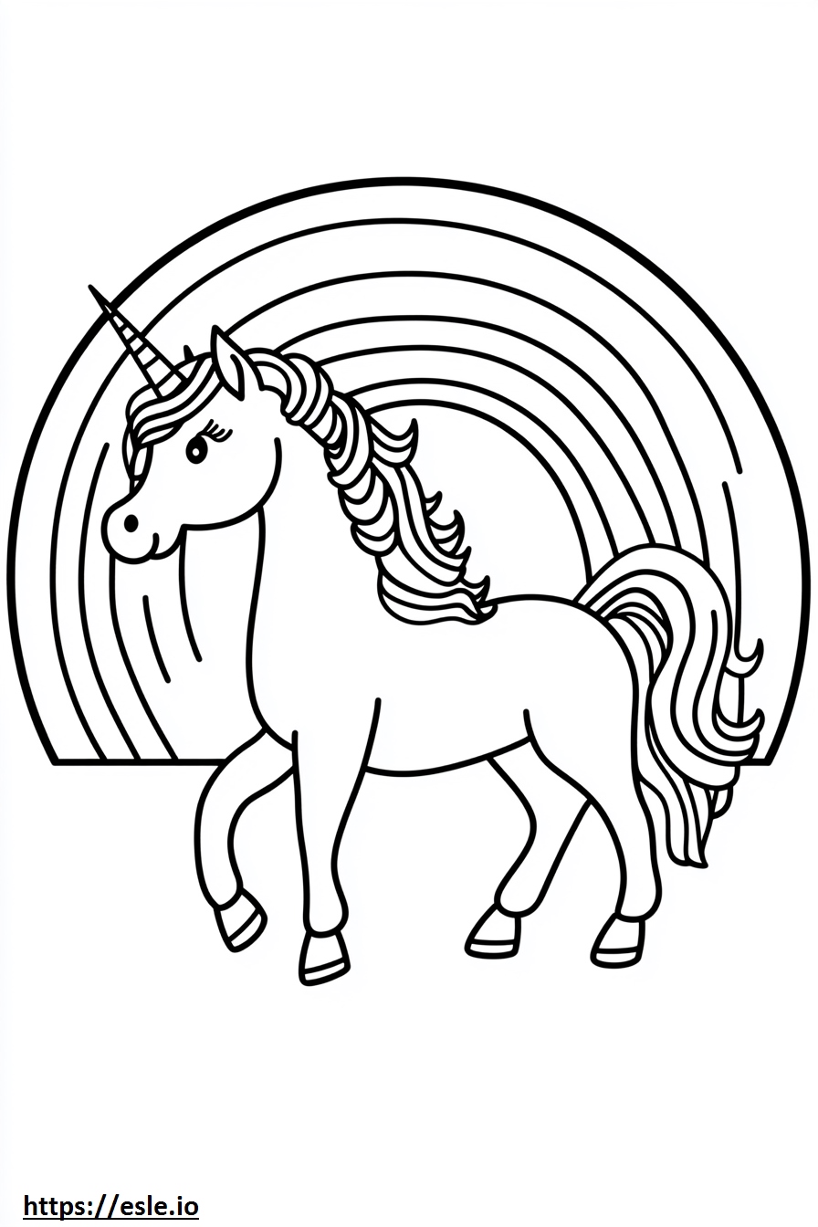 Unicorn Under a Rainbow Coloring Page - Free Printable PDF