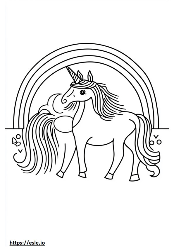 Unicórnio sob um arco-íris para imprimir