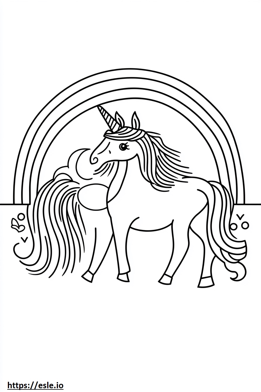 Unicorno sotto un arcobaleno da stampare