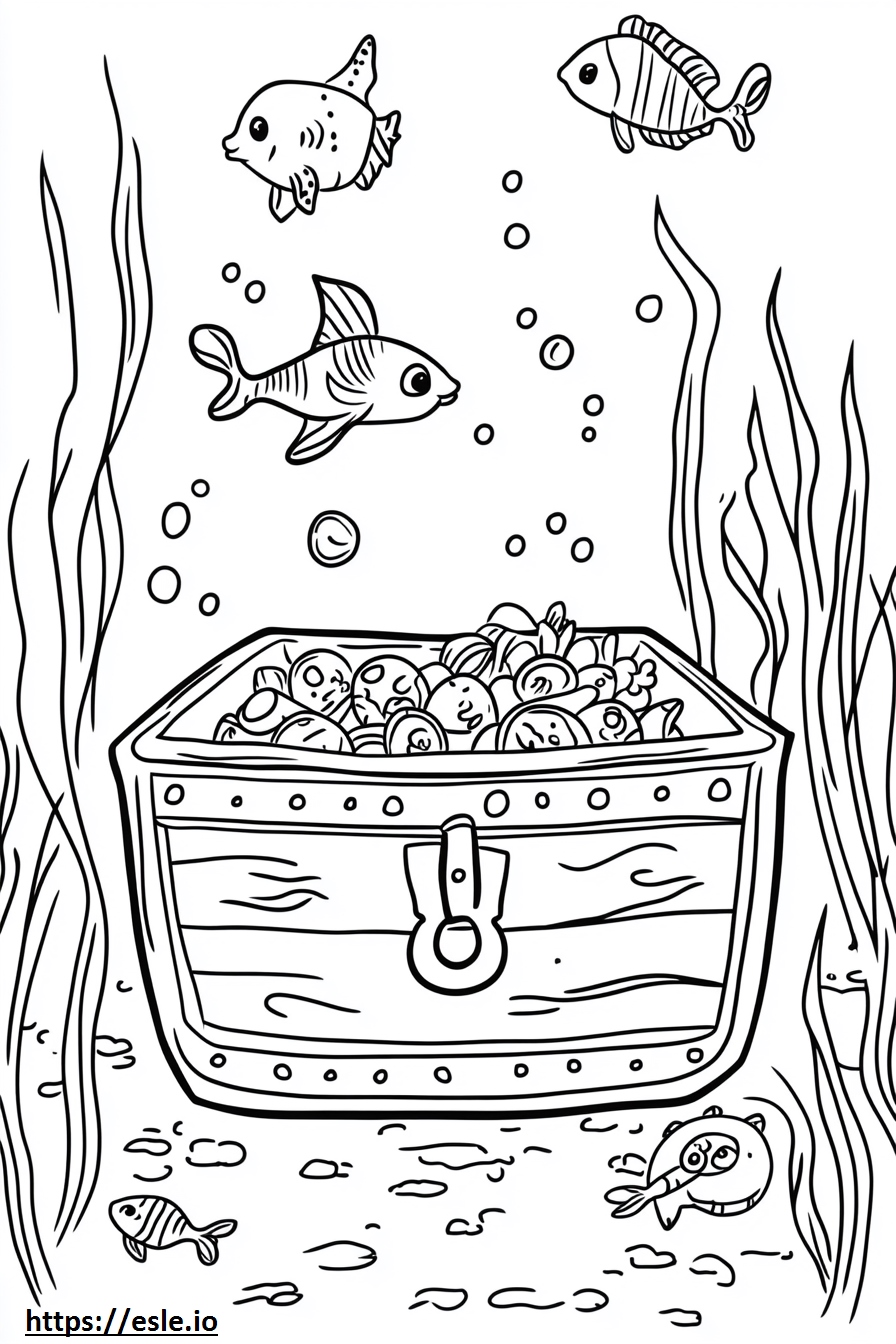 Underwater treasure chest for coloring
